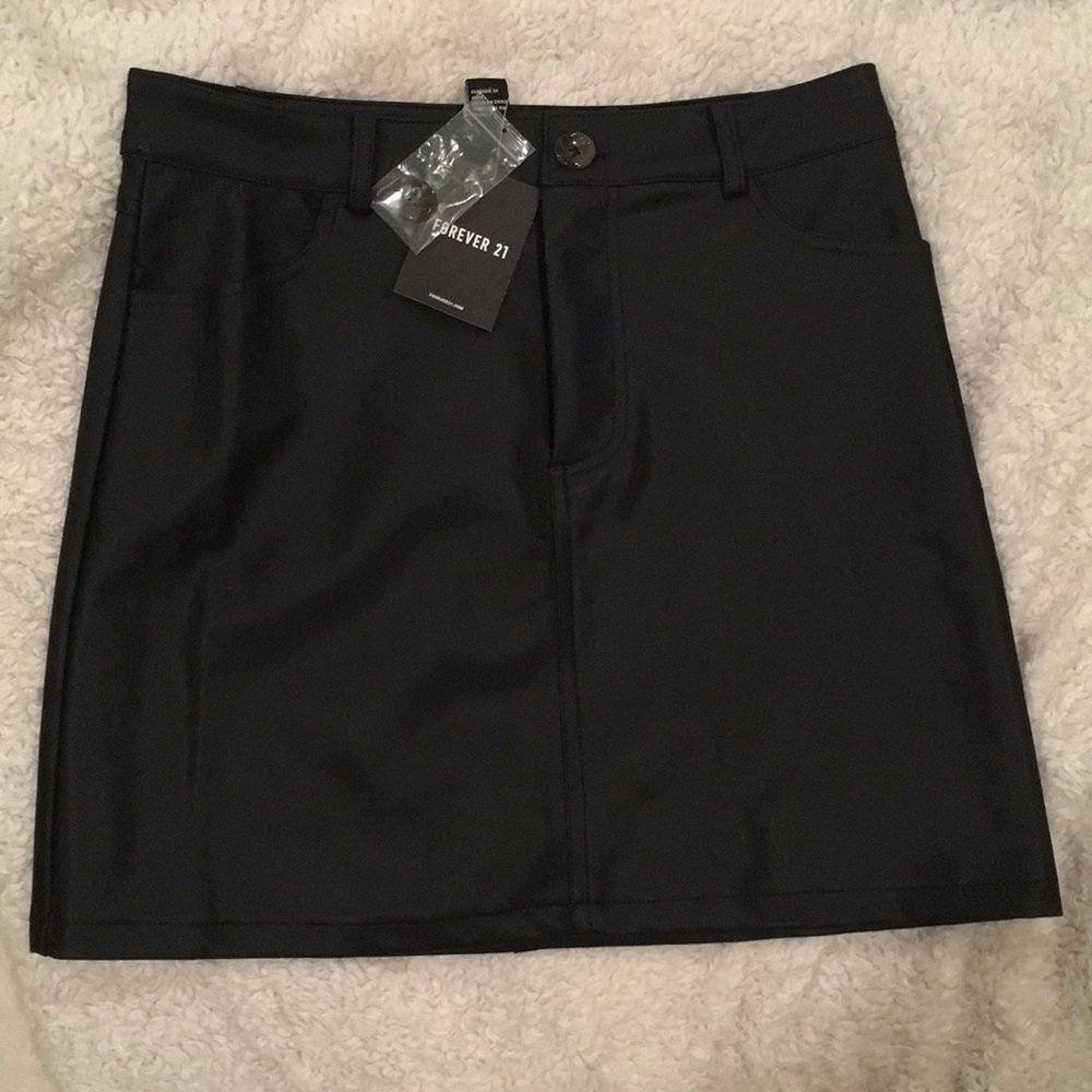 Black Faux Leather pleather skirt NWT